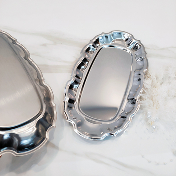 Tanjur za tortu od nehrđajućeg čelika, nepravilan oblik, retro stil, mogućnost otiska logotipa