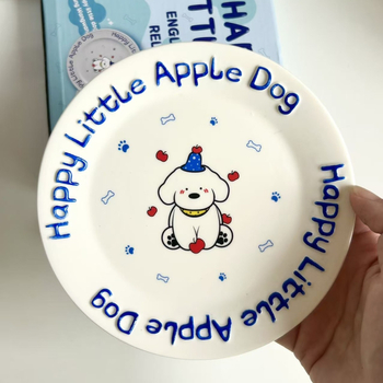 Κεραμικό στρογγυλό πιάτο με καρτούν μοτίβο, χαριτωμένο στυλ, ασφαλές για μικροκύματα