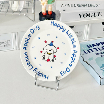 Κεραμικό στρογγυλό πιάτο με καρτούν μοτίβο, χαριτωμένο στυλ, ασφαλές για μικροκύματα