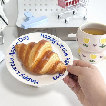 Κεραμικό στρογγυλό πιάτο με καρτούν μοτίβο, χαριτωμένο στυλ, ασφαλές για μικροκύματα