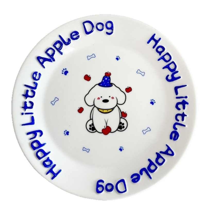 Κεραμικό στρογγυλό πιάτο με καρτούν μοτίβο, χαριτωμένο στυλ, ασφαλές για μικροκύματα