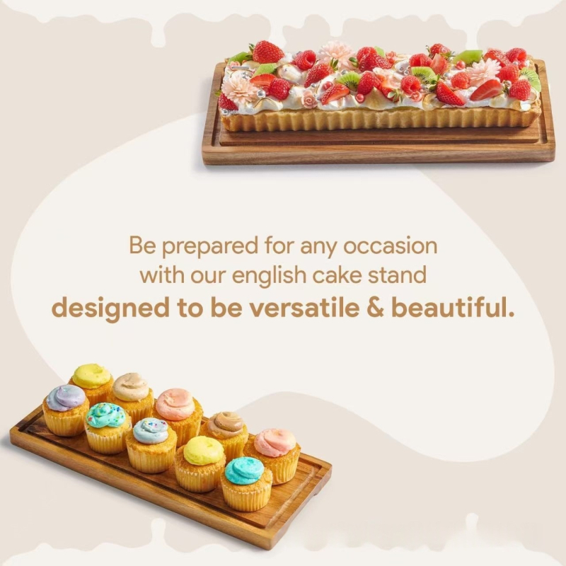 Ξύλινη πιατέλα για κέικ με διαφανές ακρυλικό καπάκι, ορθογώνιο σχήμα, μοντέρνο μινιμαλιστικό στυλ; κατάλληλη για ξενοδοχεία, γεύματα, καφέ και τσάι; δυνατότητα εκτύπωσης λογότυπου και προσαρμογής.