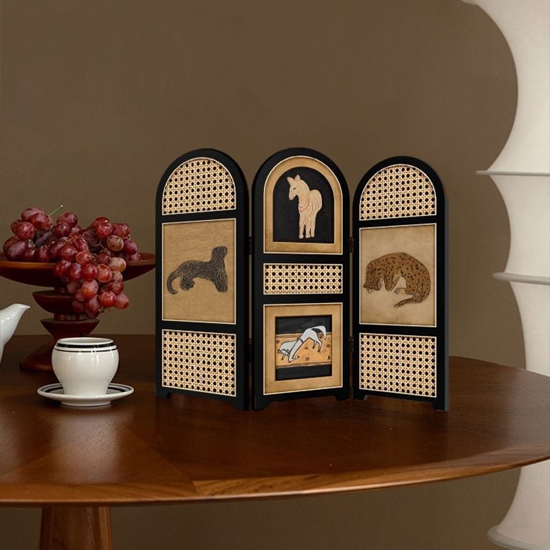 Panel decorativ de birou din lemn, stil chinezesc, motiv leopard, design personalizabil, cadou pentru casa nouă