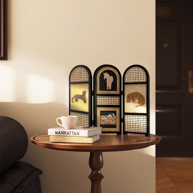 Panel decorativ de birou din lemn, stil chinezesc, motiv leopard, design personalizabil, cadou pentru casa nouă