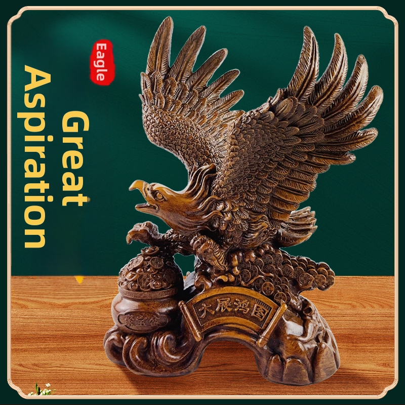 Figurină de vultur, rășină, stil chinezesc, decor animal, ambalaj din carton, potrivit ca cadou de afaceri