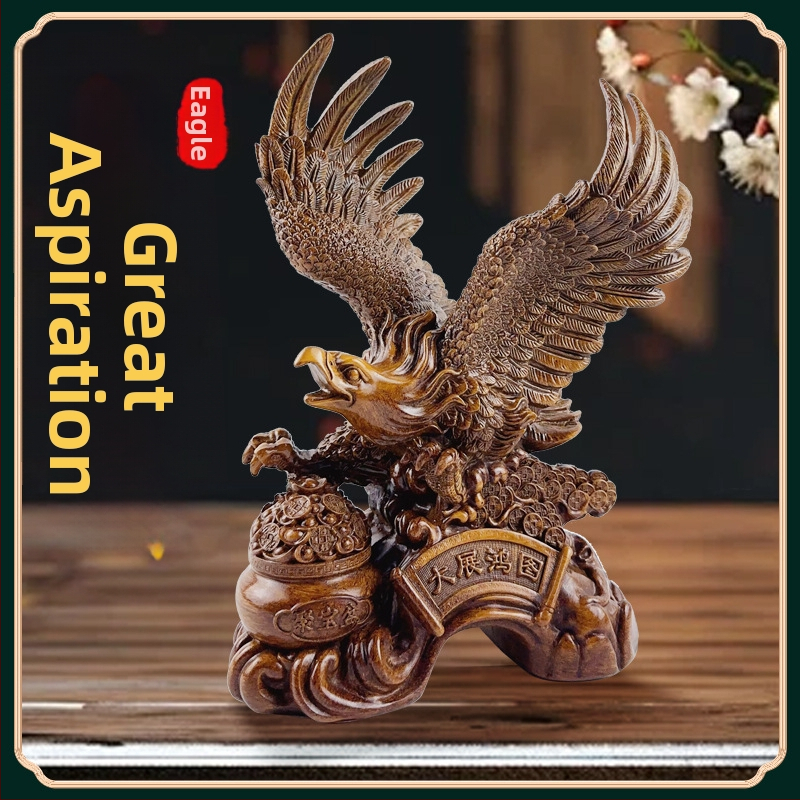 Figurină de vultur, rășină, stil chinezesc, decor animal, ambalaj din carton, potrivit ca cadou de afaceri