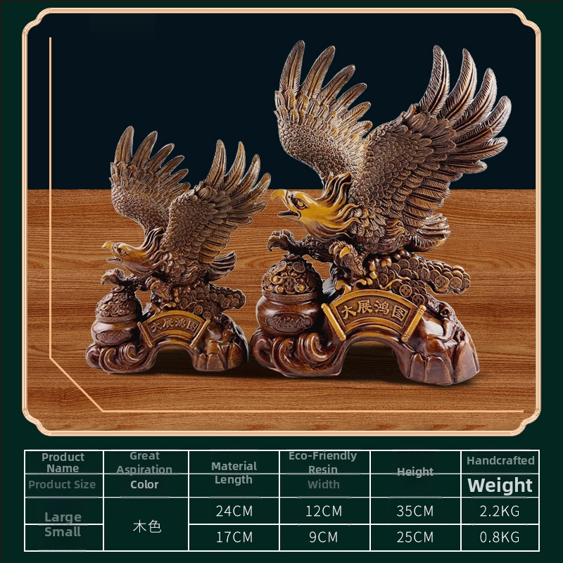 Figurină de vultur, rășină, stil chinezesc, decor animal, ambalaj din carton, potrivit ca cadou de afaceri