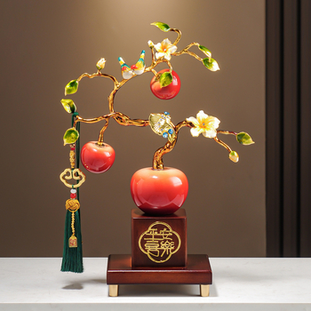 Ornament măr emailat, ceramică, pictat manual, stil nou chinezesc — cadou ideal pentru nunți și case noi
