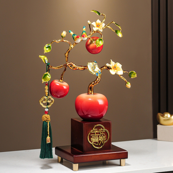 Ornament măr emailat, ceramică, pictat manual, stil nou chinezesc — cadou ideal pentru nunți și case noi