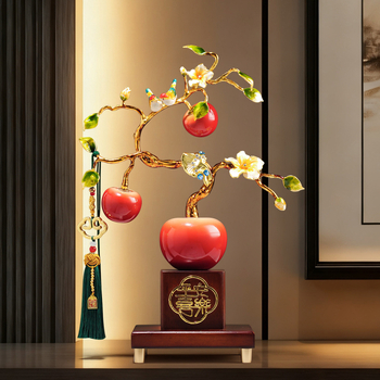 Ornament măr emailat, ceramică, pictat manual, stil nou chinezesc — cadou ideal pentru nunți și case noi