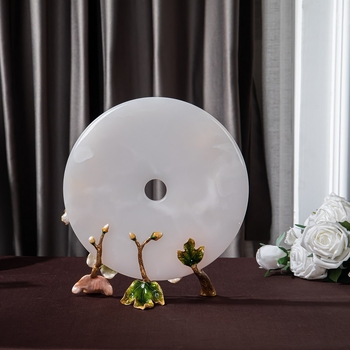 Емайлиран нефритов декоративен елемент – сплав + нефрит, модерен минимализъм, подходящ за подарък: нов дом, рожден ден, дипломиране