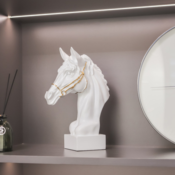 Скулптура на конска глава – модерно изкуство, смола, 3D украса за дневна, ТВ шкаф и бар шкаф; инжекционно формована, полу ръчна изработка