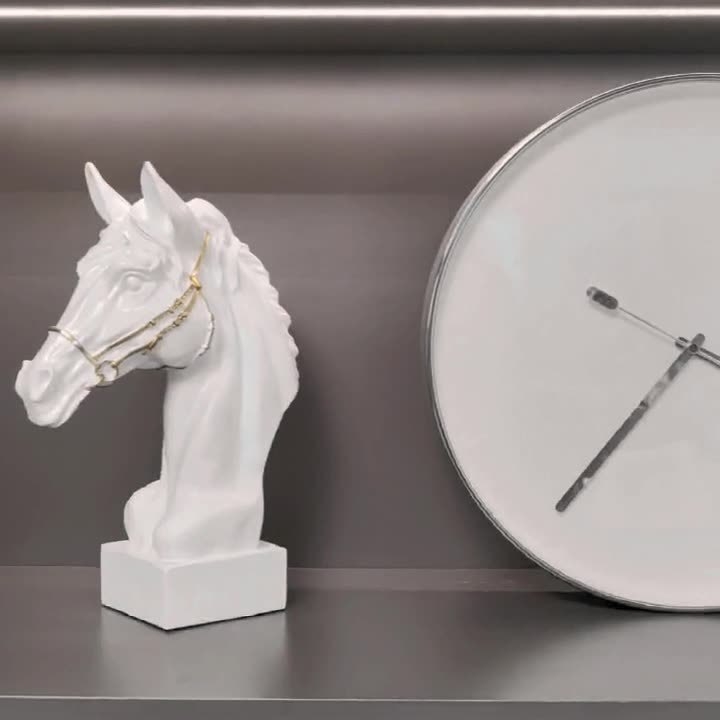 Скулптура на конска глава – модерно изкуство, смола, 3D украса за дневна, ТВ шкаф и бар шкаф; инжекционно формована, полу ръчна изработка