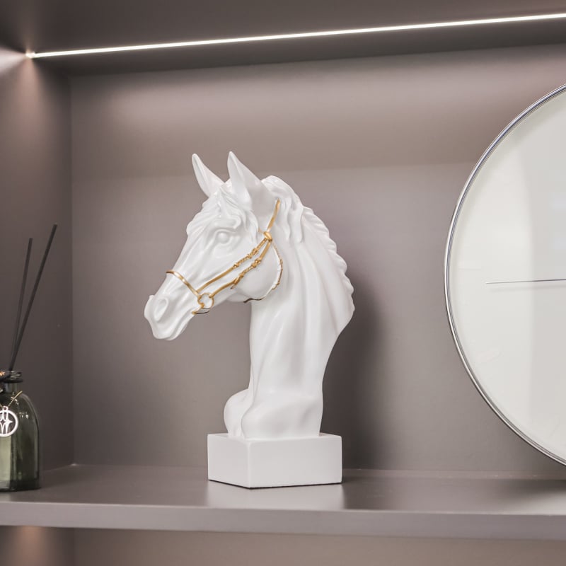 Скулптура на конска глава – модерно изкуство, смола, 3D украса за дневна, ТВ шкаф и бар шкаф; инжекционно формована, полу ръчна изработка