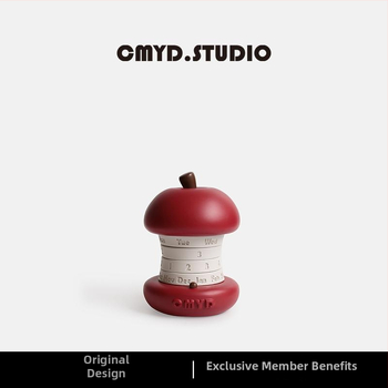 Calendar perpetuu rotativ în formă de măr — decor de birou din rășină; Material: rășină; Stil: modern minimalist; Potrivit ca cadou pentru ocazii speciale