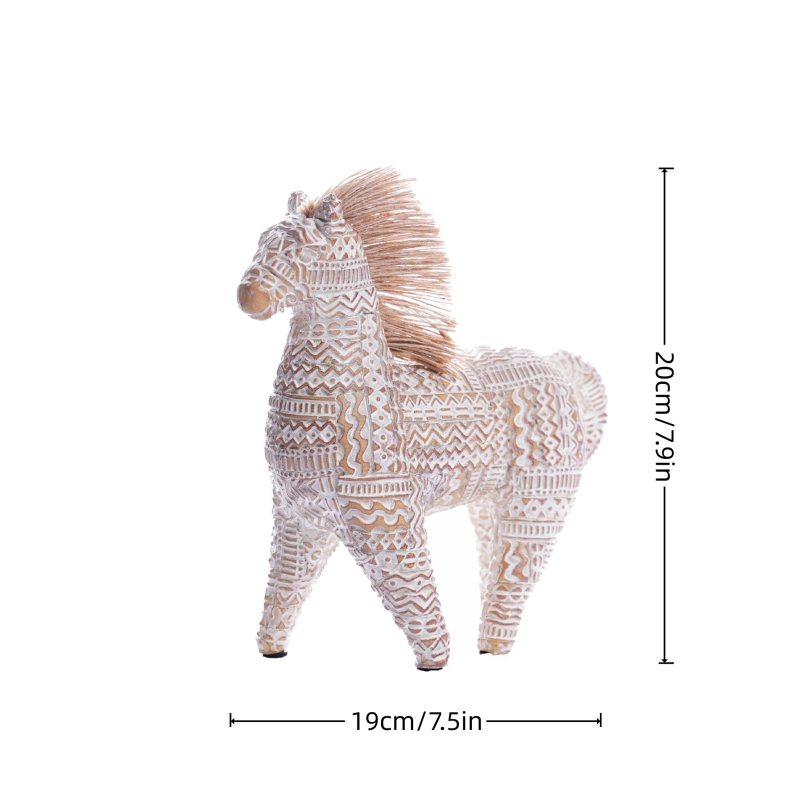 Figară cal din rășină, stil Nordic, pentru decorul casei — Material: Rășină; Categorie: Animale; Ambalaj: Carton; Sărbători potrivite cadouri: Crăciun, Ziua Mamei, Ziua Tatălui