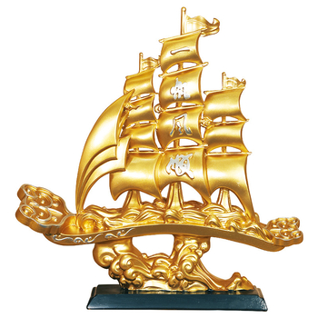 Ornament barcă în stil chinezesc nou, din rășină; pentru living și hol — cadou de casă nouă pentru colegi, prieteni și persoane în vârstă