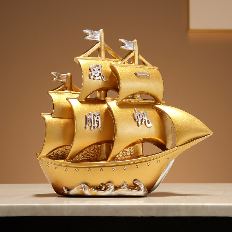 Gyantából készült vitorlás hajó díszlámpa – asztali dekoráció nappaliba és előszobába