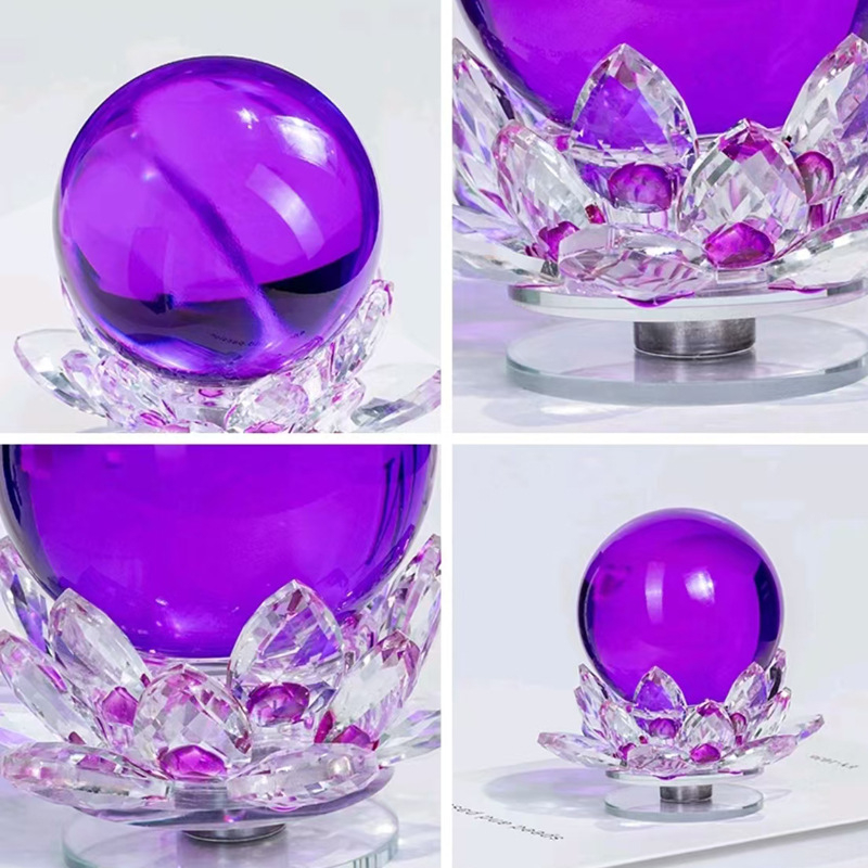 Ornament de birou din sticlă cu bază rotativă de lotus, stil Nordic, gravură, Fleivitz