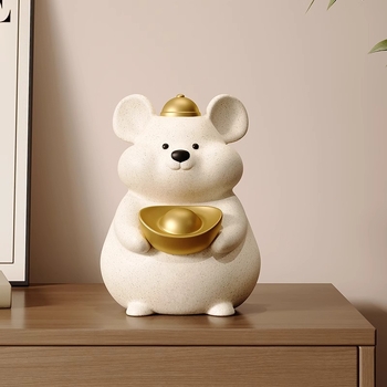 Șoarece zodiac din rășină – Ornament de birou, lucrat manual, stil modern minimalist, personalizare disponibilă