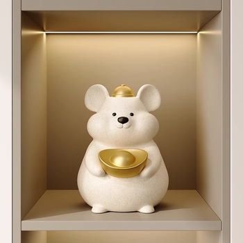 Șoarece zodiac din rășină – Ornament de birou, lucrat manual, stil modern minimalist, personalizare disponibilă