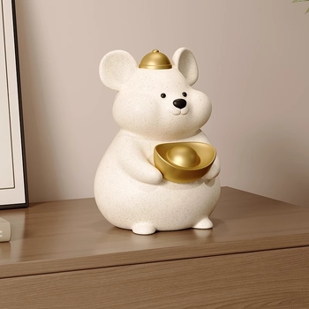 Șoarece zodiac din rășină – Ornament de birou, lucrat manual, stil modern minimalist, personalizare disponibilă