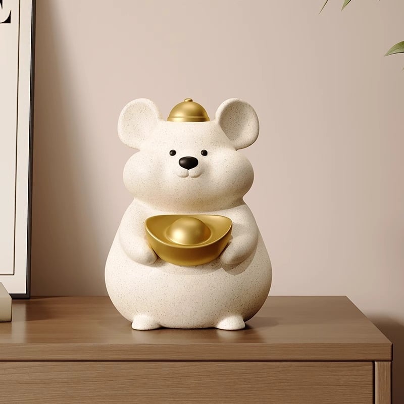 Șoarece zodiac din rășină – Ornament de birou, lucrat manual, stil modern minimalist, personalizare disponibilă