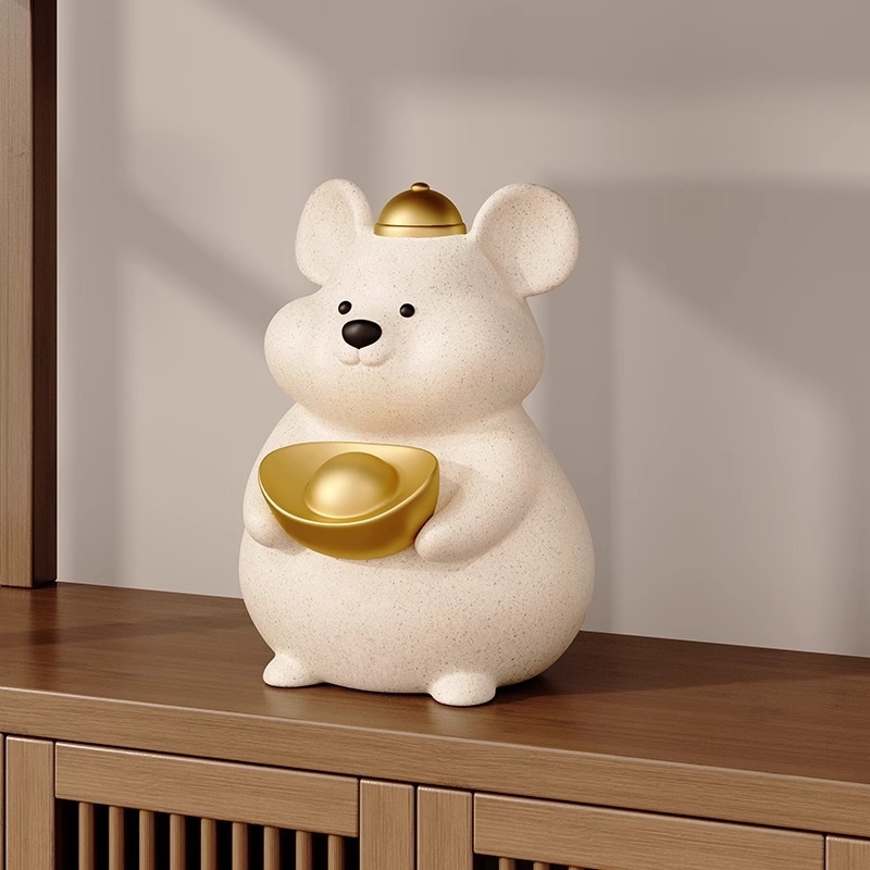 Șoarece zodiac din rășină – Ornament de birou, lucrat manual, stil modern minimalist, personalizare disponibilă