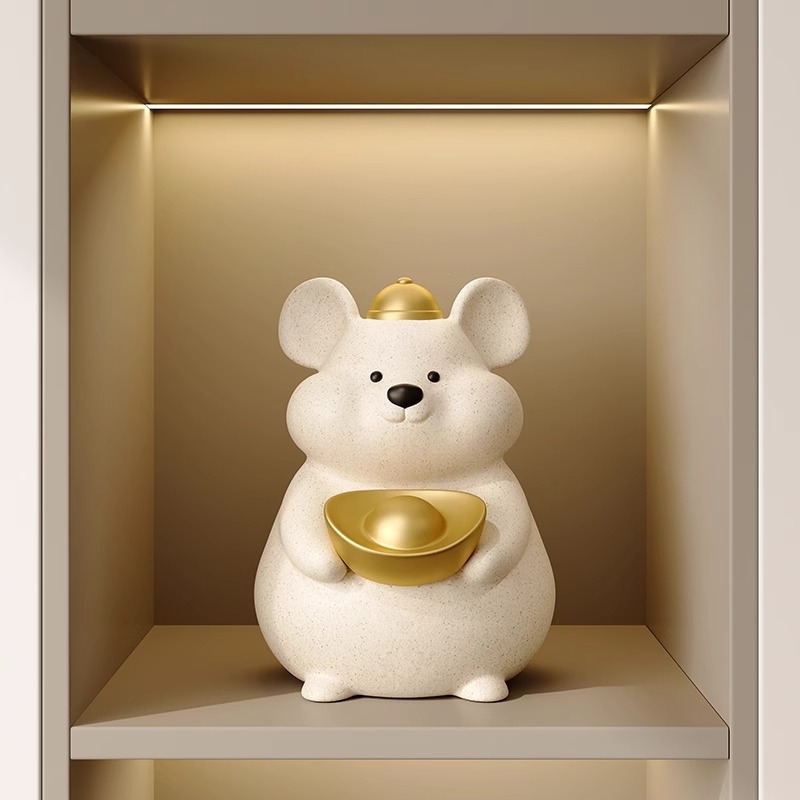 Șoarece zodiac din rășină – Ornament de birou, lucrat manual, stil modern minimalist, personalizare disponibilă