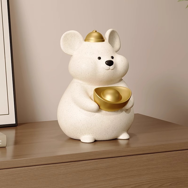 Șoarece zodiac din rășină – Ornament de birou, lucrat manual, stil modern minimalist, personalizare disponibilă