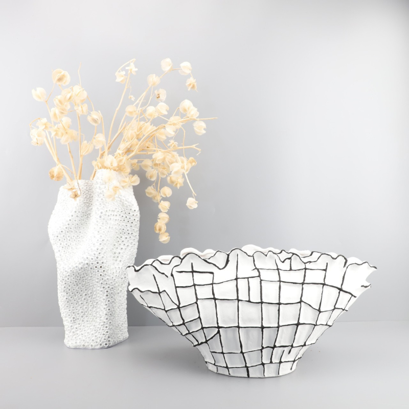 Keramička vaza – nordijski minimalistički dizajn s teksturom školjke; Brand: Super Jie; Materijal: keramika; Pakiranje: karton