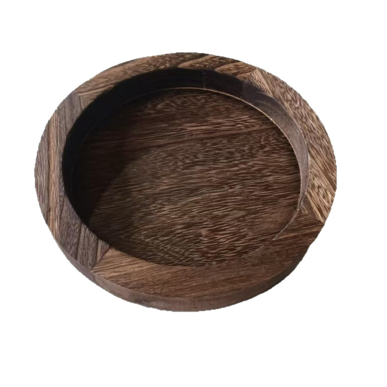Κύκλικος δίσκος από μασίφ ξύλο – χαραγμένη επιφάνεια, δυνατή προσαρμογή, μοντέρνο στυλ