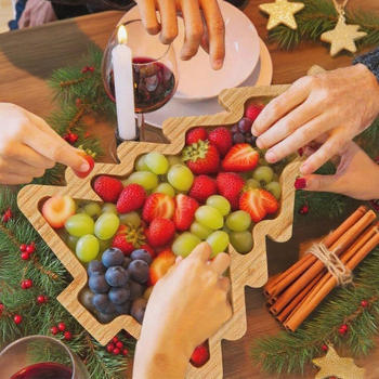 Puidust jõulupuust suupisteplaat, 3-osaline komplekt, Palleti sari, logotüübi kohandamine saadaval, kingituseks sobiv, kaasaegne lihtne stiil