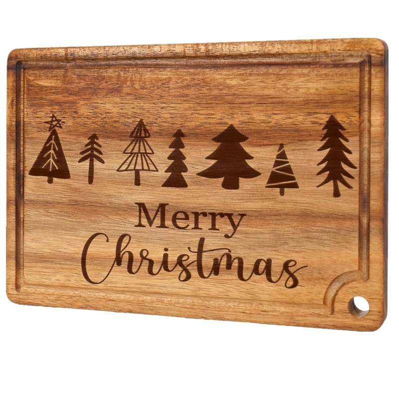 Puidust akatsiapuit jõululauad serveerimiseks ja juustulauaks | Logoga kohandatav | Deli laud | Modernne minimalistlik stiil