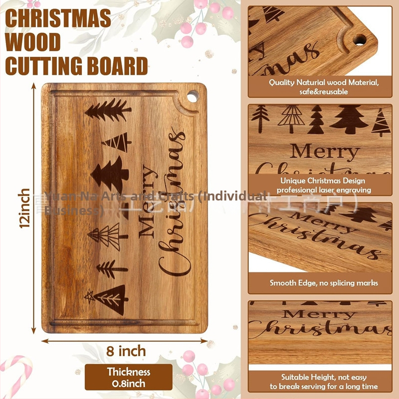 Puidust akatsiapuit jõululauad serveerimiseks ja juustulauaks | Logoga kohandatav | Deli laud | Modernne minimalistlik stiil