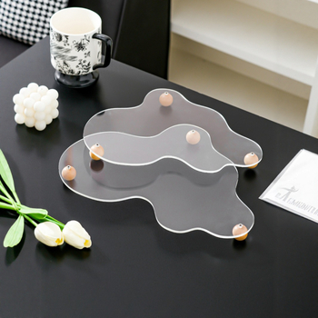 Suport acrilic pentru deserturi – stil european, farfurie de tort în formă de nor, cu bază din lemn