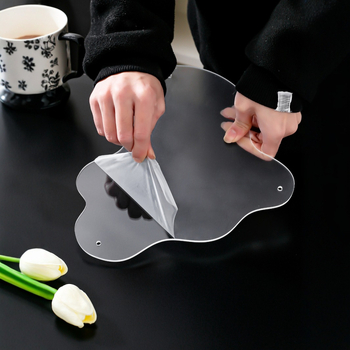 Suport acrilic pentru deserturi – stil european, farfurie de tort în formă de nor, cu bază din lemn