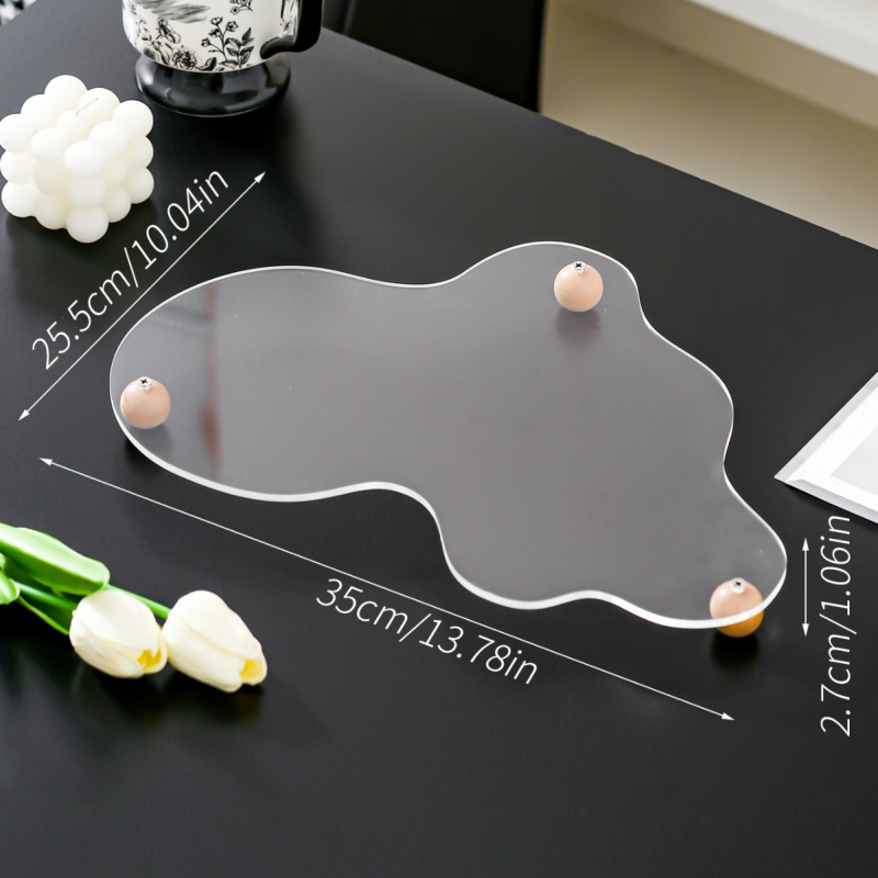 Suport acrilic pentru deserturi – stil european, farfurie de tort în formă de nor, cu bază din lemn