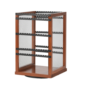 Feichuang suport rotativ pentru bijuterii, artă din fier, carcasă din lemn masiv, disc rotativ, design cu mai multe niveluri (3-5 niveluri)