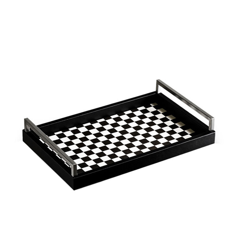 Νορδικός δίσκος τραπεζιού από τεχνητό δέρμα — προσαρμόσιμος, χειροποίητος με επίστρωση ηλεκτροπλατίωσης; οργάνωση εισόδου και δίσκος μακιγιάζ για γραφείο