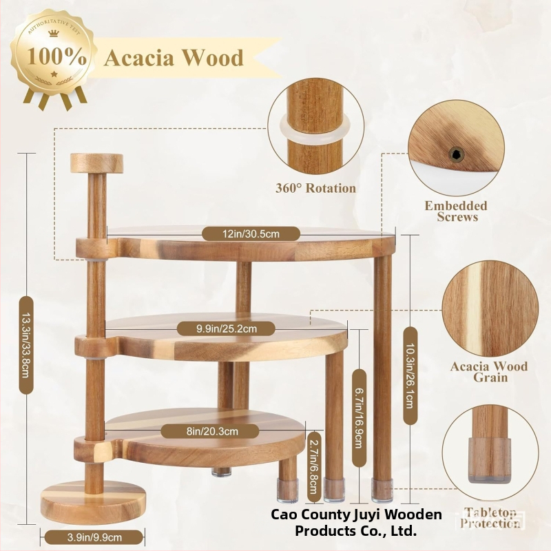 Puidust kolmetasandiline cupcake-demonstratsioonialus, lauale eemaldatav dekoratsioon, logoga kohandatav