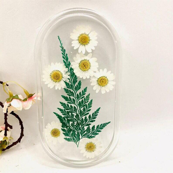 Κυκλικός δίσκος από ρητίνης με δείγμα λουλουδιού, ιαπωνικός μινιμαλισμός, χειροποίητο, διακόσμηση σπιτιού σε στυλ μοντέρνας τέχνης