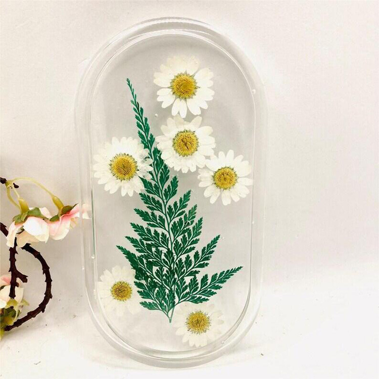 Κυκλικός δίσκος από ρητίνης με δείγμα λουλουδιού, ιαπωνικός μινιμαλισμός, χειροποίητο, διακόσμηση σπιτιού σε στυλ μοντέρνας τέχνης