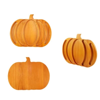 Halloween tök formájú fa tál, Pallet sorozat, szeparált rekeszekkel nassolnivalókhoz és desszertekhez; logónyomás elérhető (2023-ban bemutatva)