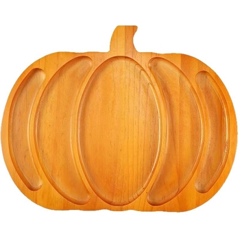Halloween tök formájú fa tál, Pallet sorozat, szeparált rekeszekkel nassolnivalókhoz és desszertekhez; logónyomás elérhető (2023-ban bemutatva)