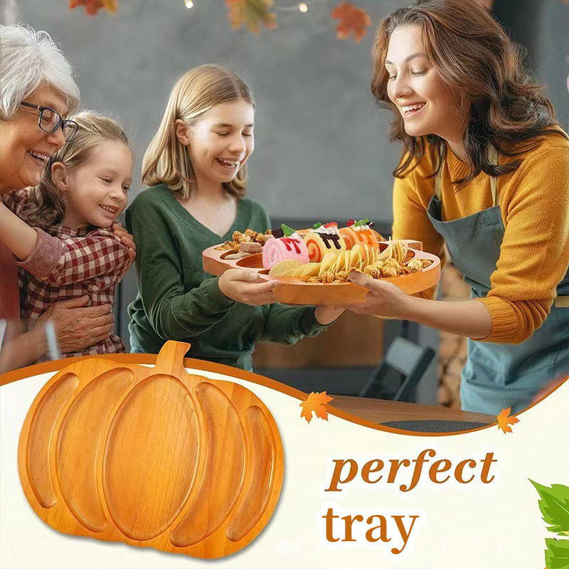 Halloween tök formájú fa tál, Pallet sorozat, szeparált rekeszekkel nassolnivalókhoz és desszertekhez; logónyomás elérhető (2023-ban bemutatva)