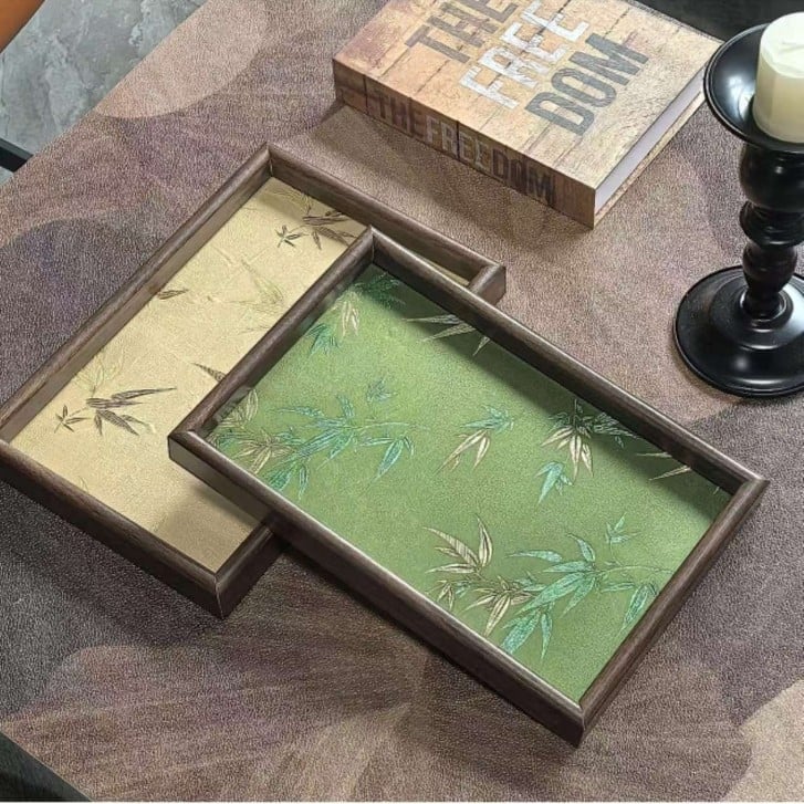 Δίσκος σερβιρίσματος από πλαστικό • Νέο κινεζικό στυλ • διακοσμητική επιφάνεια με μοτίβο φύλλων μπαμπού • Συσκευασία: Κανονική • Προσαρμογή: Όχι (Υλικό: Πλαστικό; Στυλ: Νέο Κινέζικο Στυλ; Επιφάνεια: Άλλη τεχνολογία; Συσκευασία: Κανονική; Προσαρμογή: Όχι)