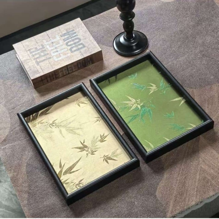 Δίσκος σερβιρίσματος από πλαστικό • Νέο κινεζικό στυλ • διακοσμητική επιφάνεια με μοτίβο φύλλων μπαμπού • Συσκευασία: Κανονική • Προσαρμογή: Όχι (Υλικό: Πλαστικό; Στυλ: Νέο Κινέζικο Στυλ; Επιφάνεια: Άλλη τεχνολογία; Συσκευασία: Κανονική; Προσαρμογή: Όχι)