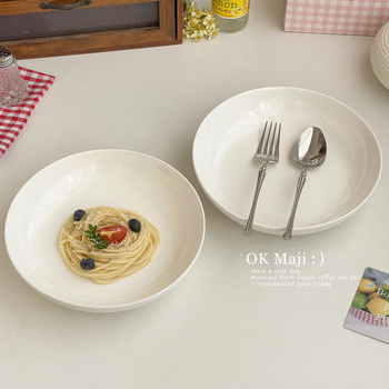 Κεραμικό πιάτο, στρογγυλό, μοτίβο ενιαίου χρώματος, γυαλιστερή επιφάνεια, μοντέρνο μινιμαλιστικό στυλ