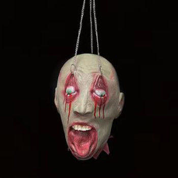 Prop de decor pentru scenă – păpușă cu cap de lanț din fier, stil teror, decorațiune de Halloween (Material: 21119583365)